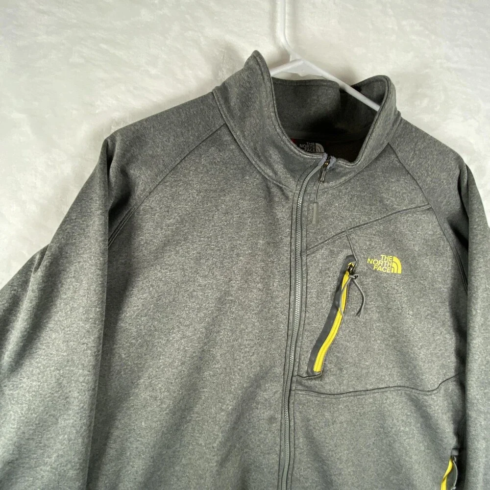 The North Face Canyonlands Jacket Mens 2XL Gray Yellow Fleece Lined Full Zip